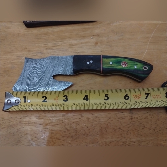 New Damascus steel blade men's hunting tactical survival knife axe mini hatchet - Picture 8 of 9